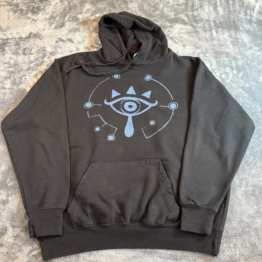 Nintendo Legend of Zelda Sheikah Eye Sweatshirt Mens M Black Hoodie ZS5001